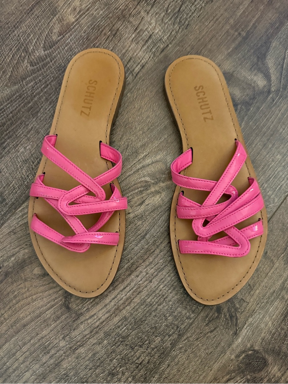 SCHUTZ Hot Pink Multi-Strap Slide Sandal